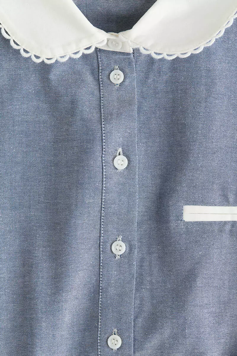 Puff-sleeved shirt dress