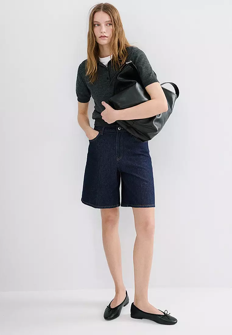 High-Waist Straight-Fit Denim Shorts