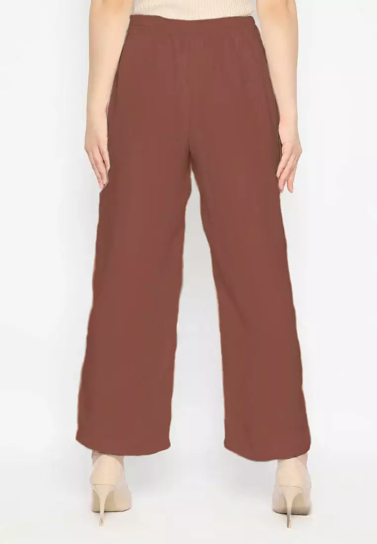Celana Kulot Wanita Polos Bahan Jatuh Teracotta By Brilliant Girl Warna Teracotta