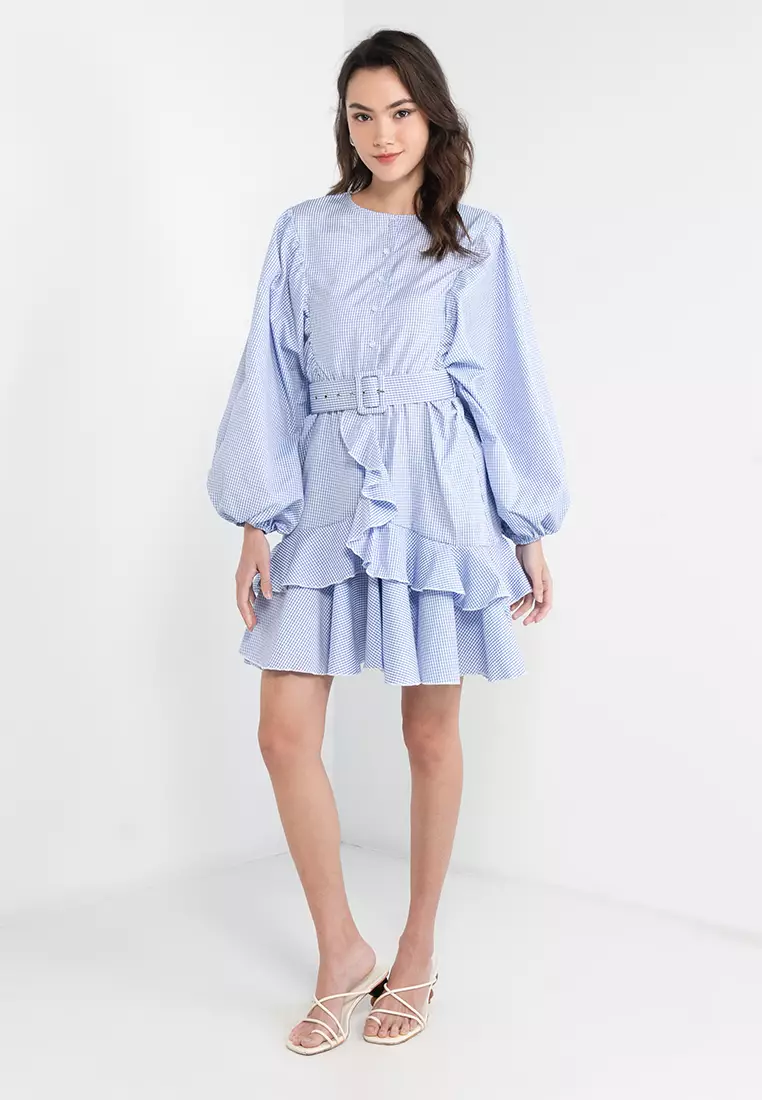 Buy KNUE Ruffle Hem Belted Dress 2024 Online | ZALORA Philippines