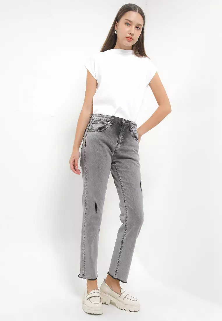 High Waist Straight Denim Pant FTW387