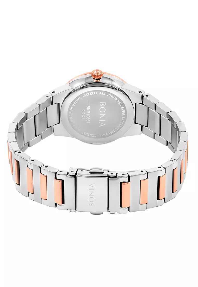 Bonia Sapphire - Jam Tangan Analog Wanita - Silver Rosegold - Stainless Steel - B10667-2619S