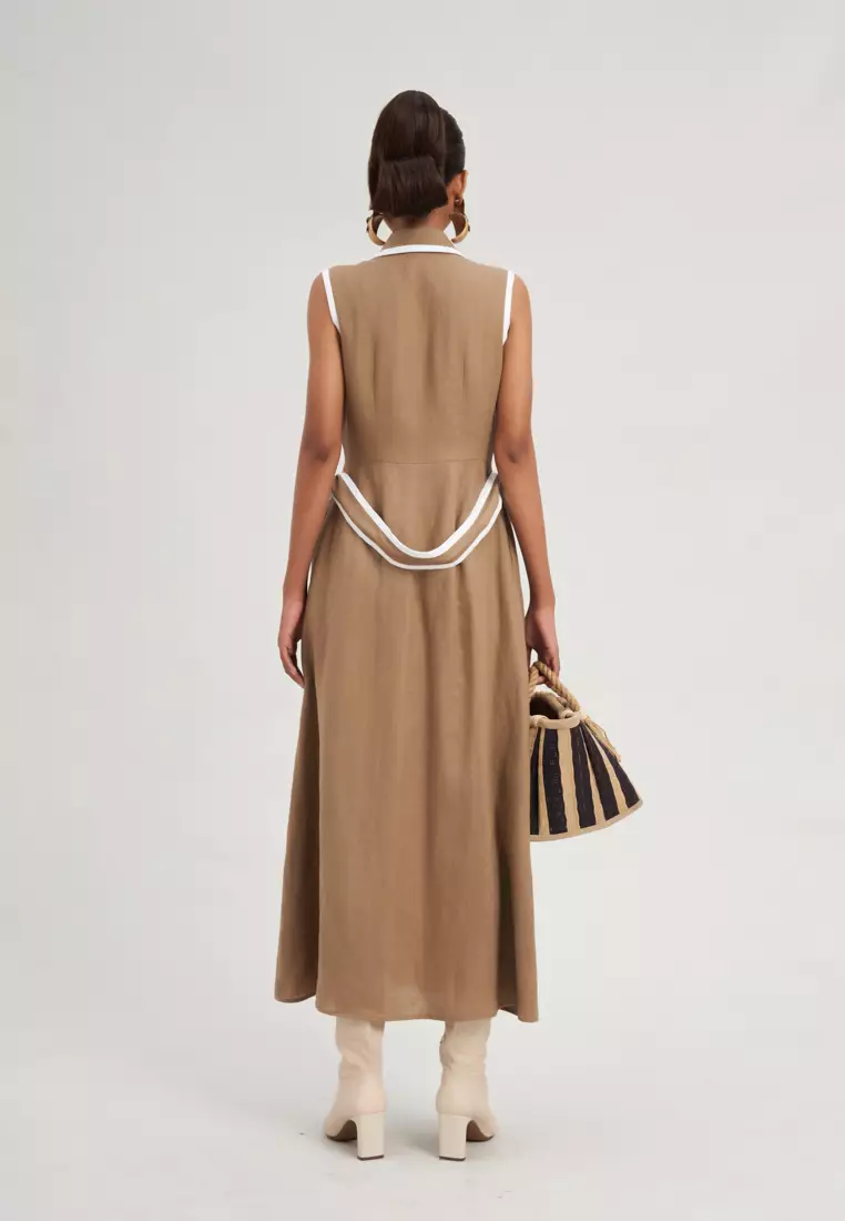 BEIGE LINEN MAXI DRESS