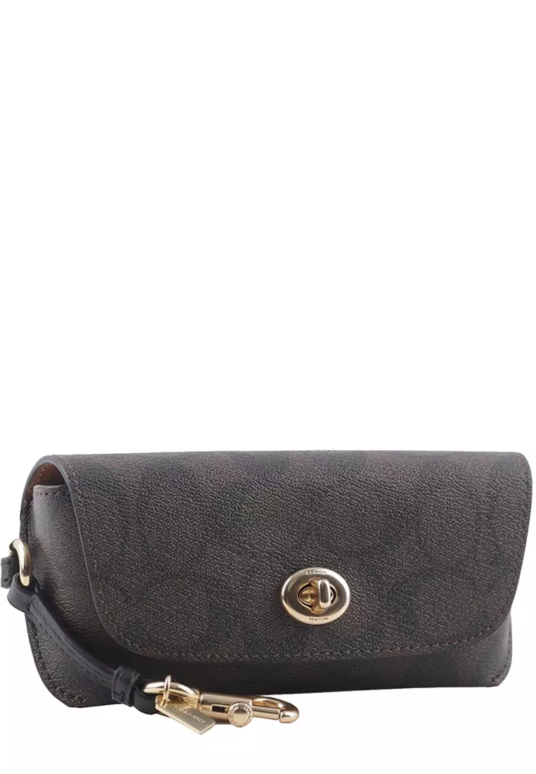 Buy Coach Coach Sunglass Case In Signature Canvas in Brown/ Black 73639