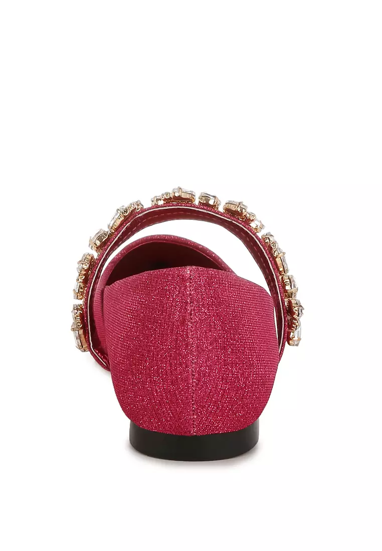 Bros Berlian Imitasi Balerina Glitter Warna Fuchsia