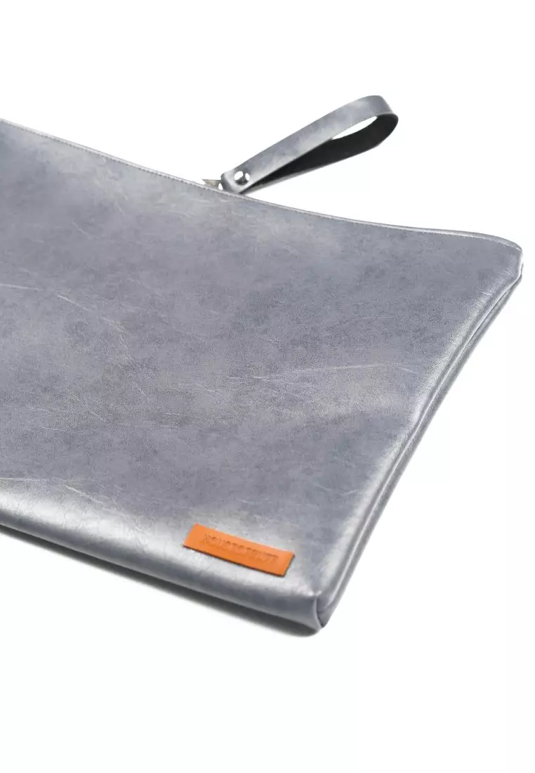 Houseofcuff Clutch Pria Tas Tangan Unisex Abu-Abu Model Polos Zipper