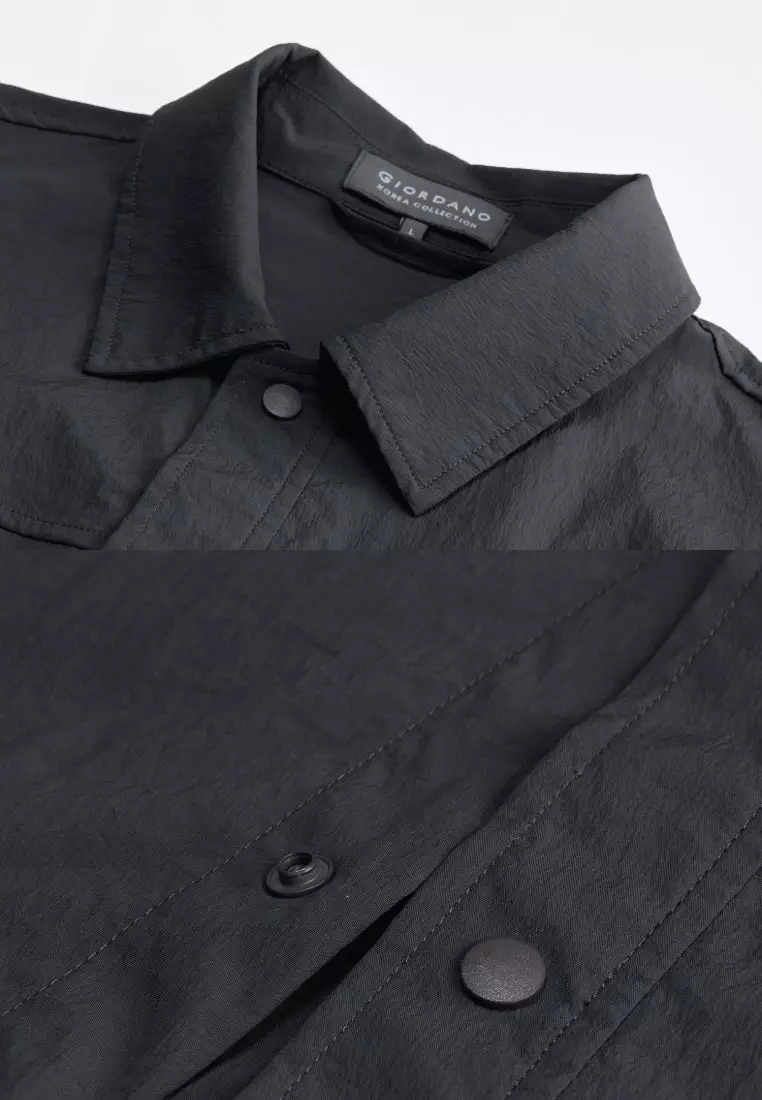 Korea Collection Men's Stretchy Nylon Cargo Pocket Short Sleeve Loose Shirt 01045521