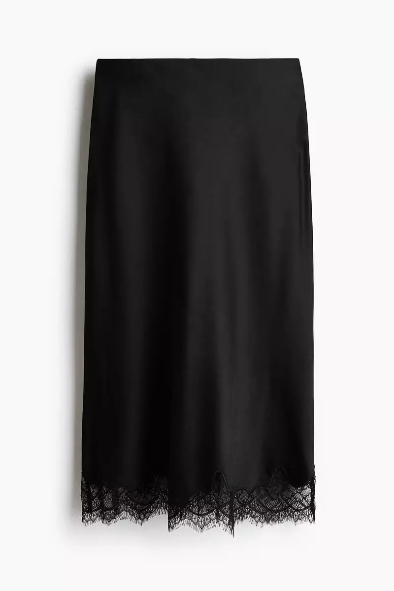 Lace-trimmed slip skirt