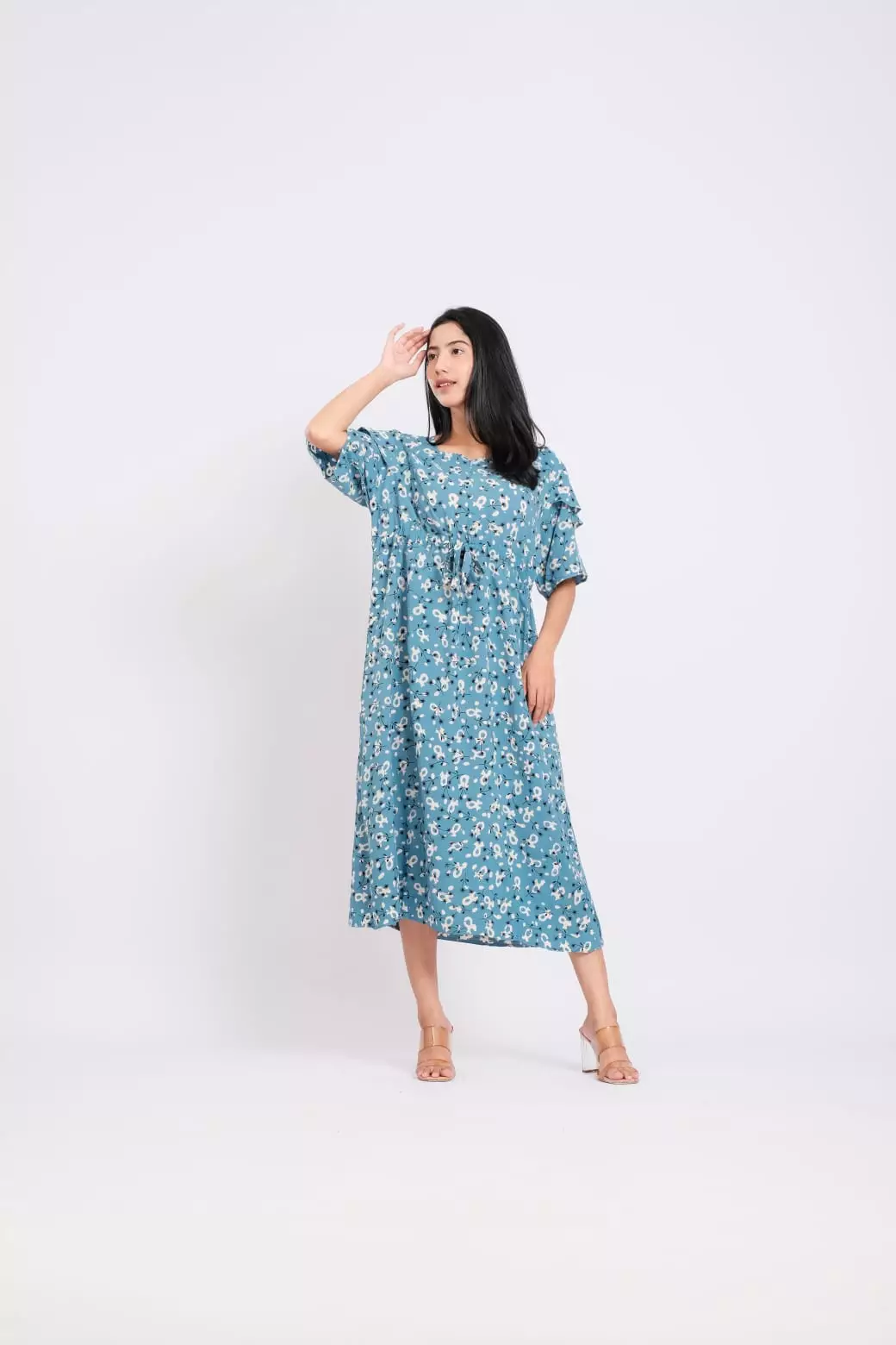 Homedress Daster Wanita Palmae Biru Soft