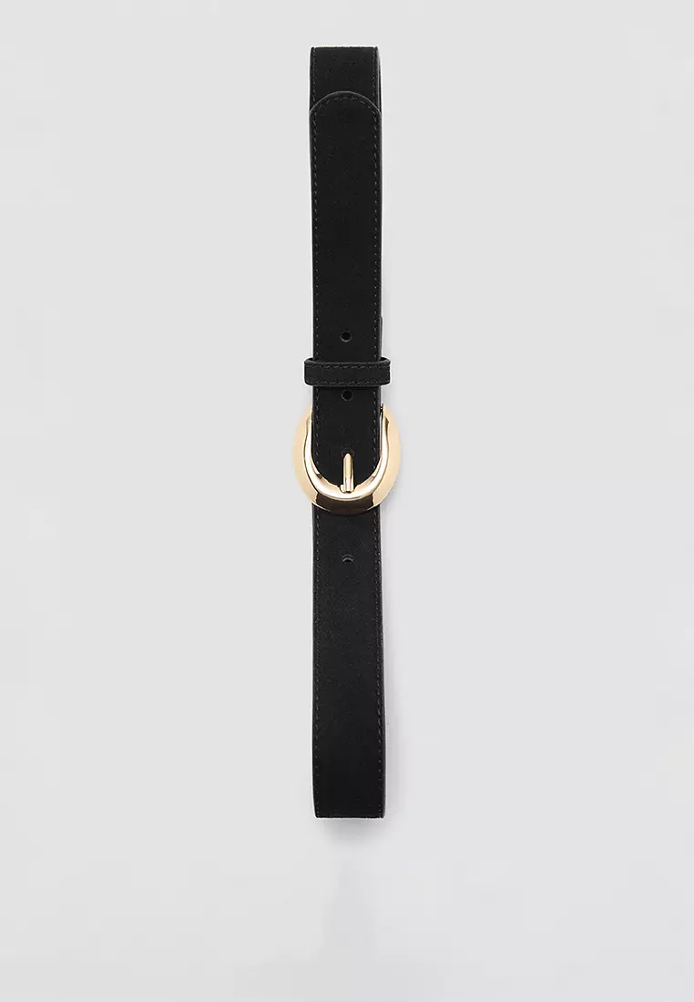 Leather Belt With Oval Buckle