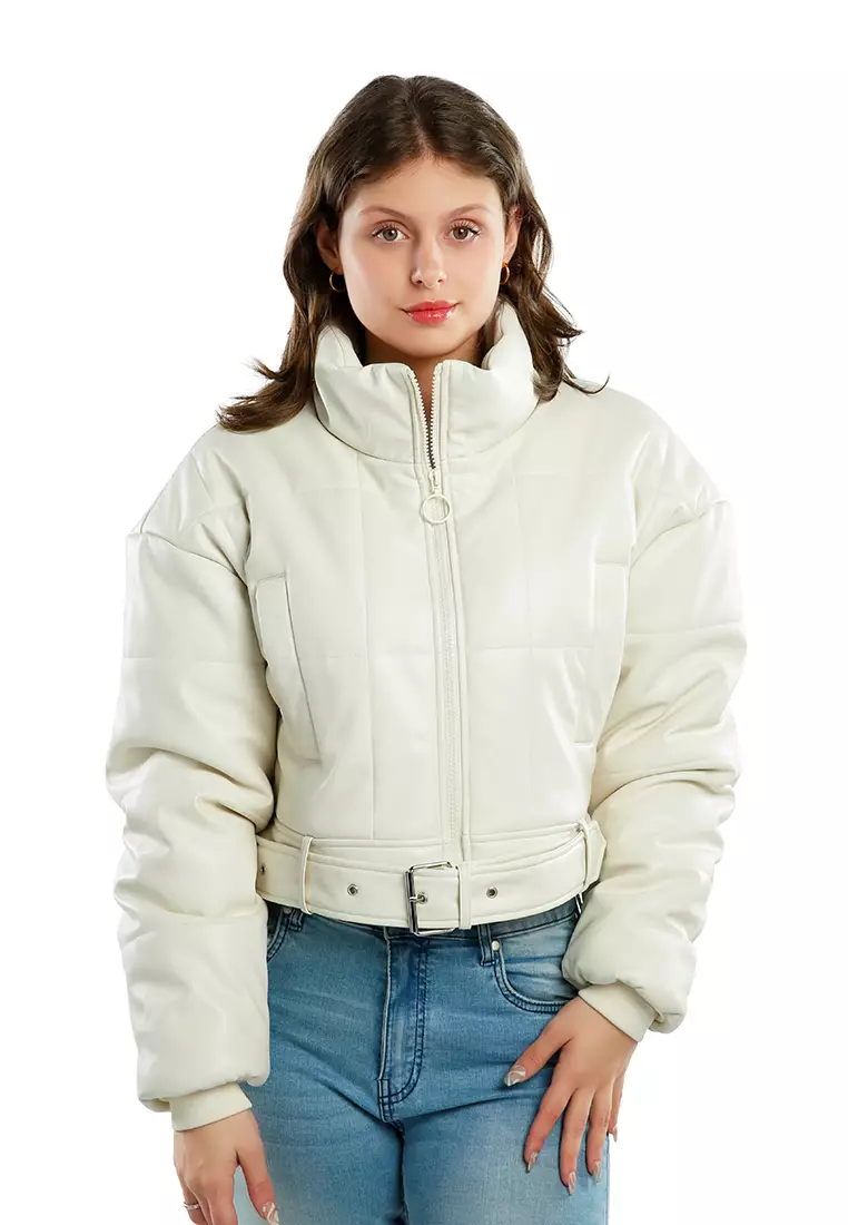 White puffer sale jacket bershka