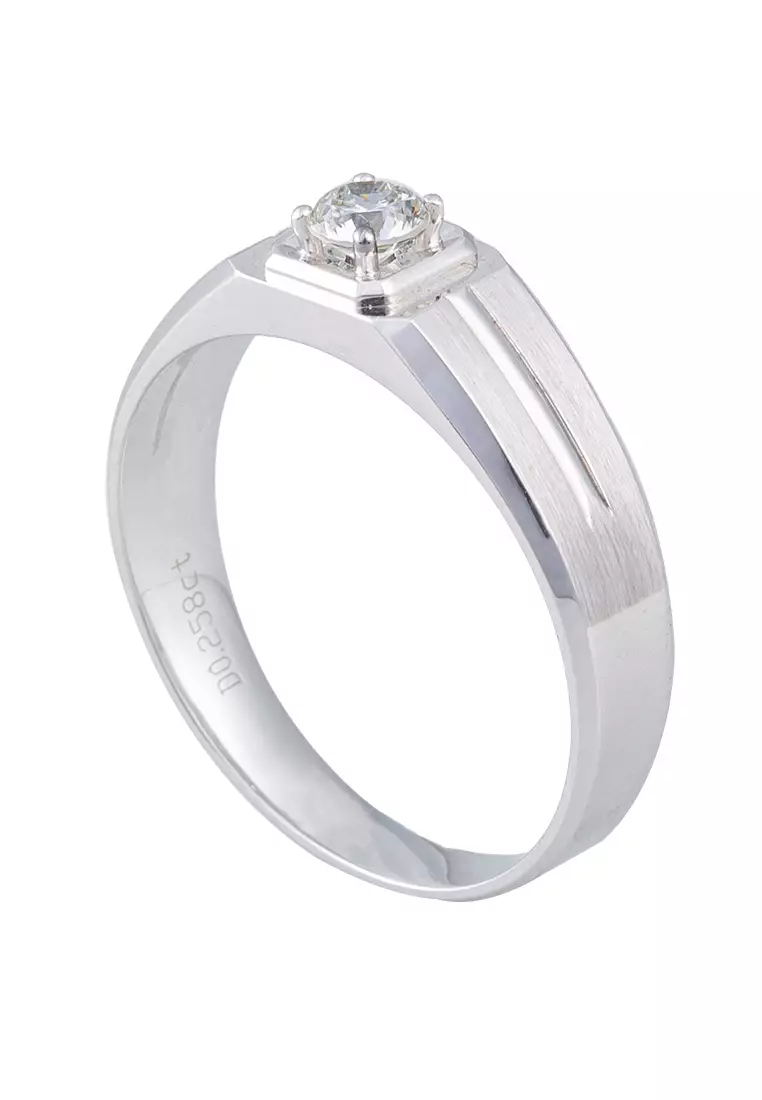 Buy LITZ LITZ 18K White Gold Diamond Men Ring YF CNC YQ383 2024