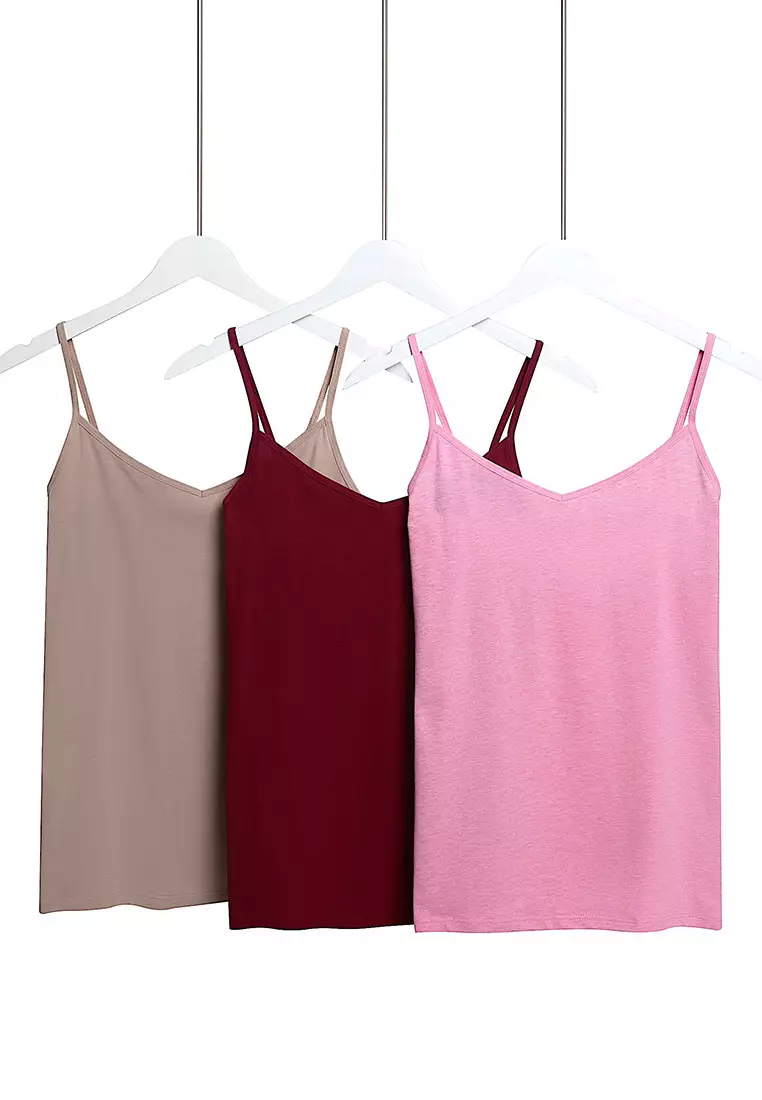 3Pk Cotton Rich Strappy Vests