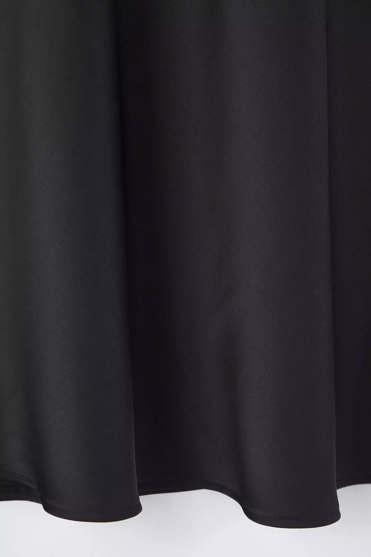 Black Midi Length Satin Woven Plus Size Skirt