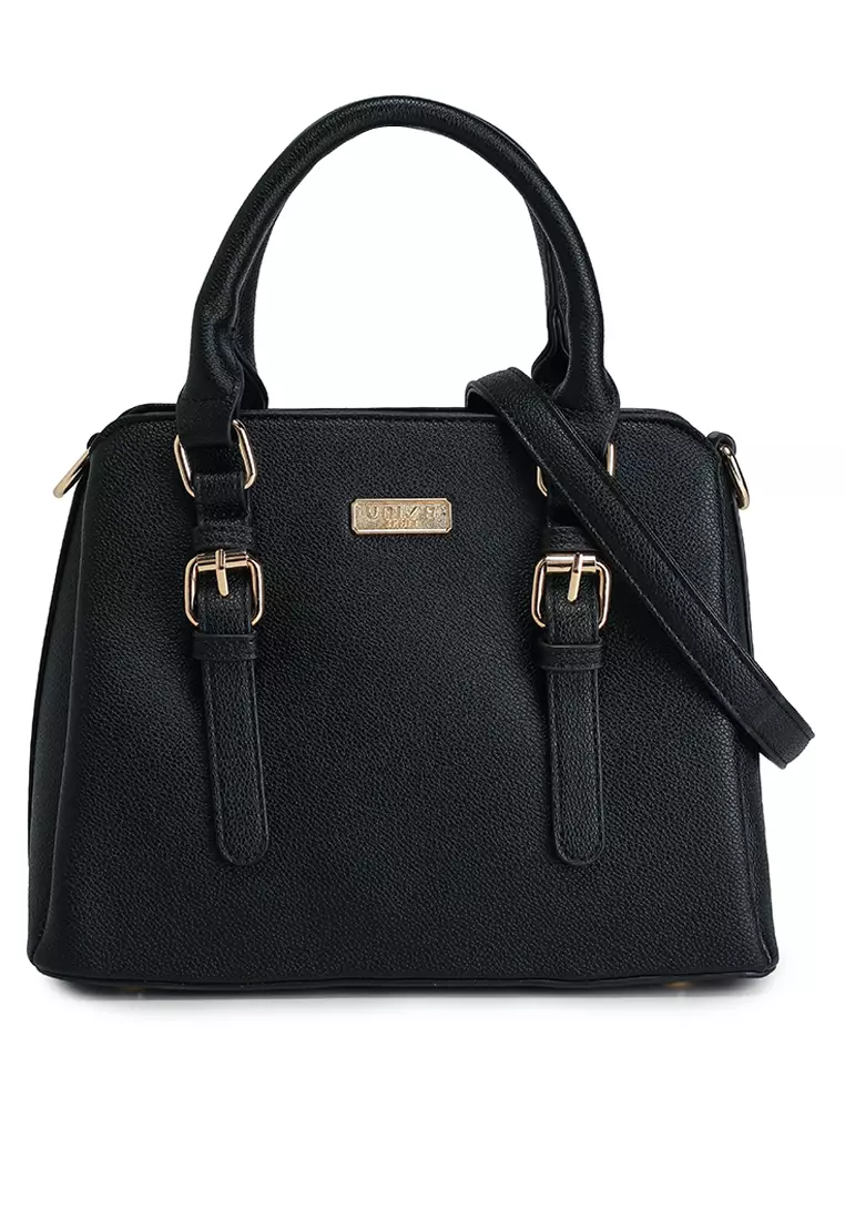 Pebbled Multi-Compartment Top Handle Bag