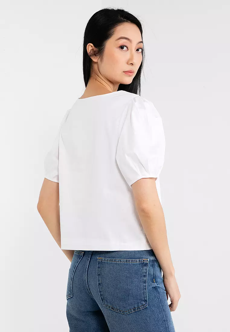 Puff Sleeve Cotton Blouse