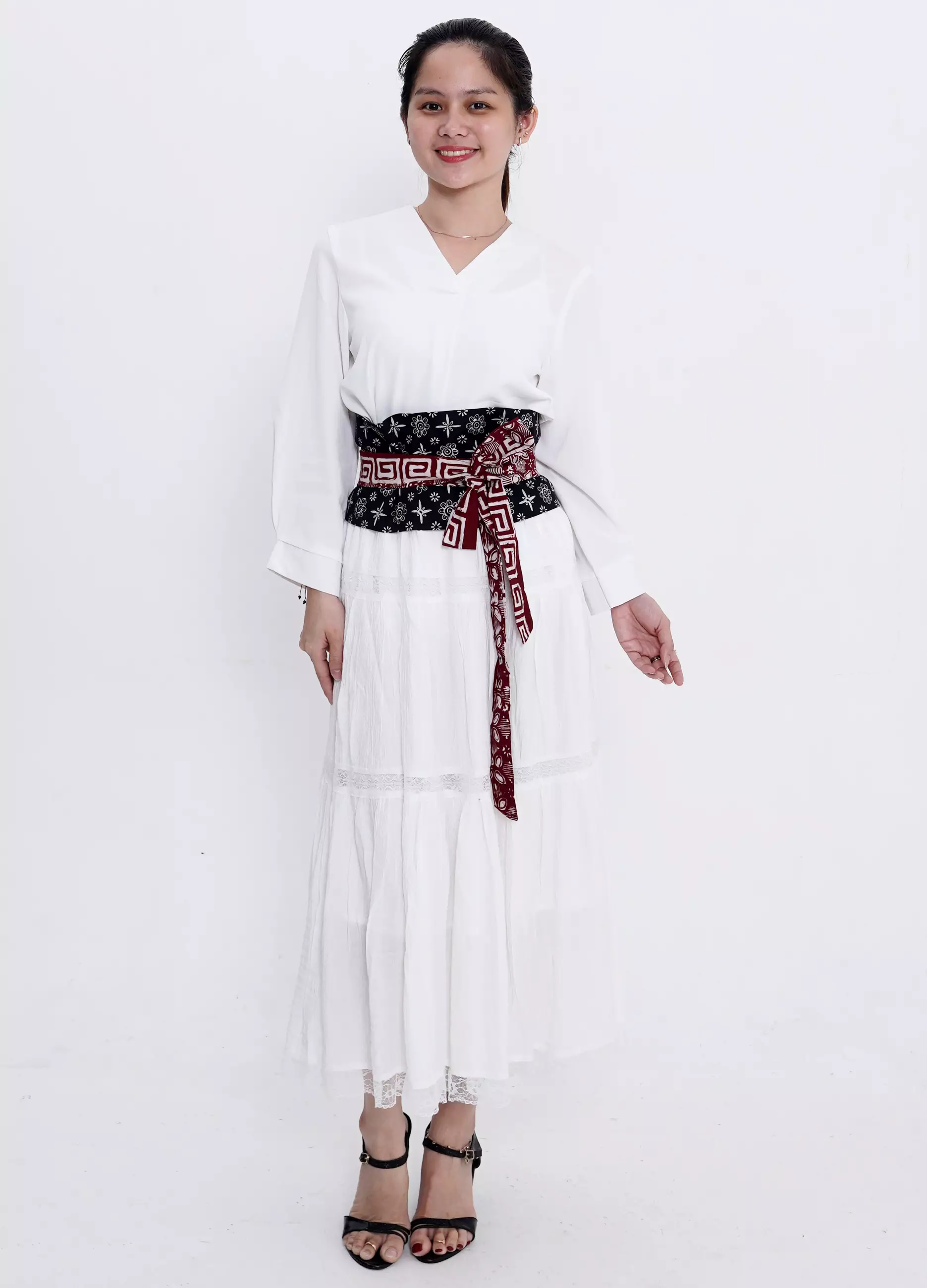 Obi Belt Corset Batik Wanita Garutan 2in1 Truntum Black Shape