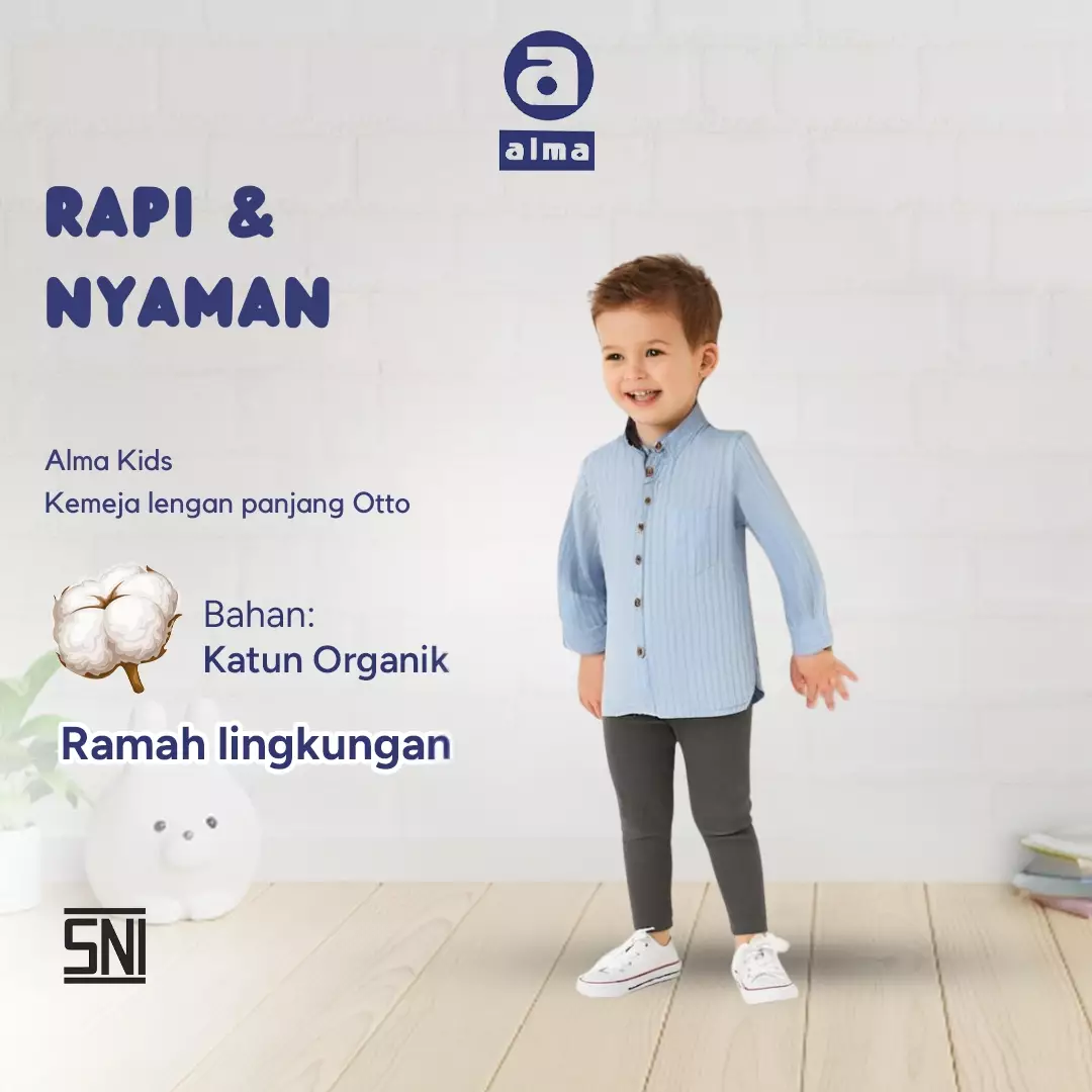 Alma Kids Kemeja lengan panjang biru OTTO untuk anak full katun