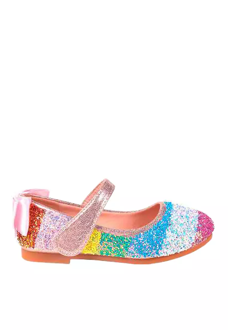 Ballet Flats Multi Coloured Sequin Shoes Rainbow Costume Shoes