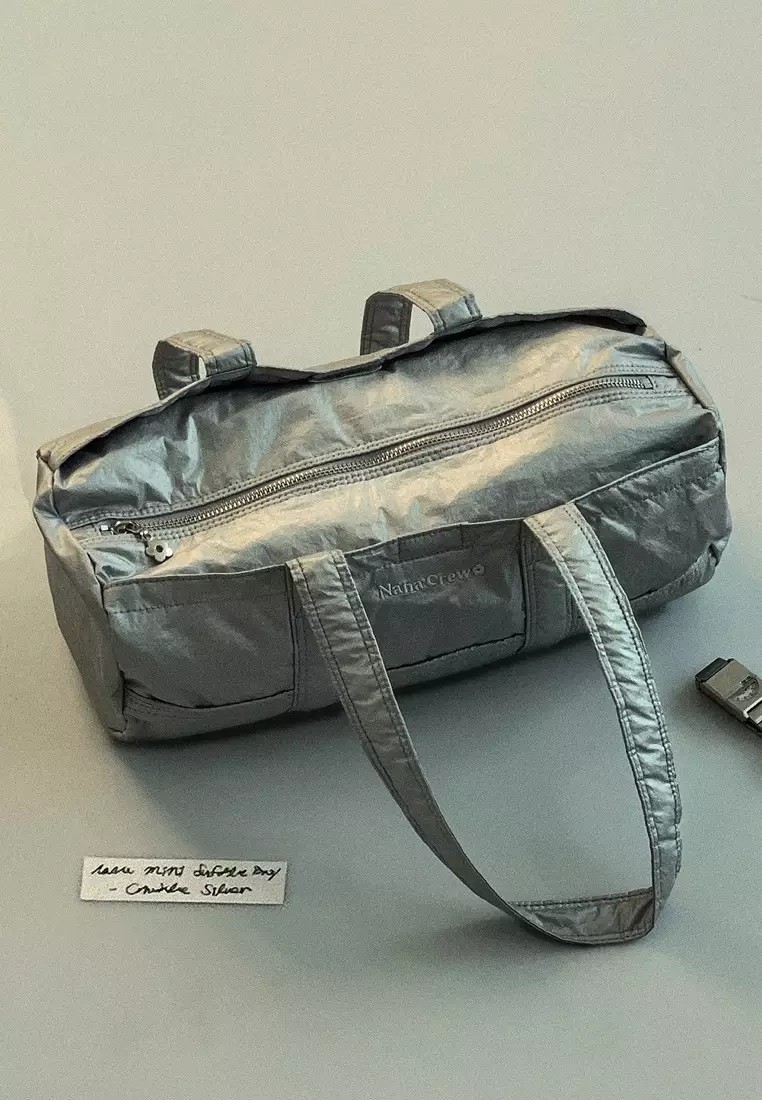 Mini Duffle Bag Crinkle Silver