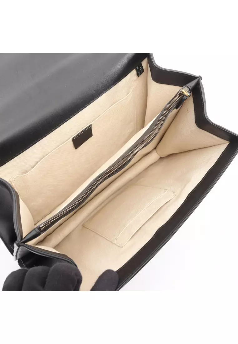 Pre-Loved Gucci Bamboo Dionysus Handbag leather black green Red 2WAY