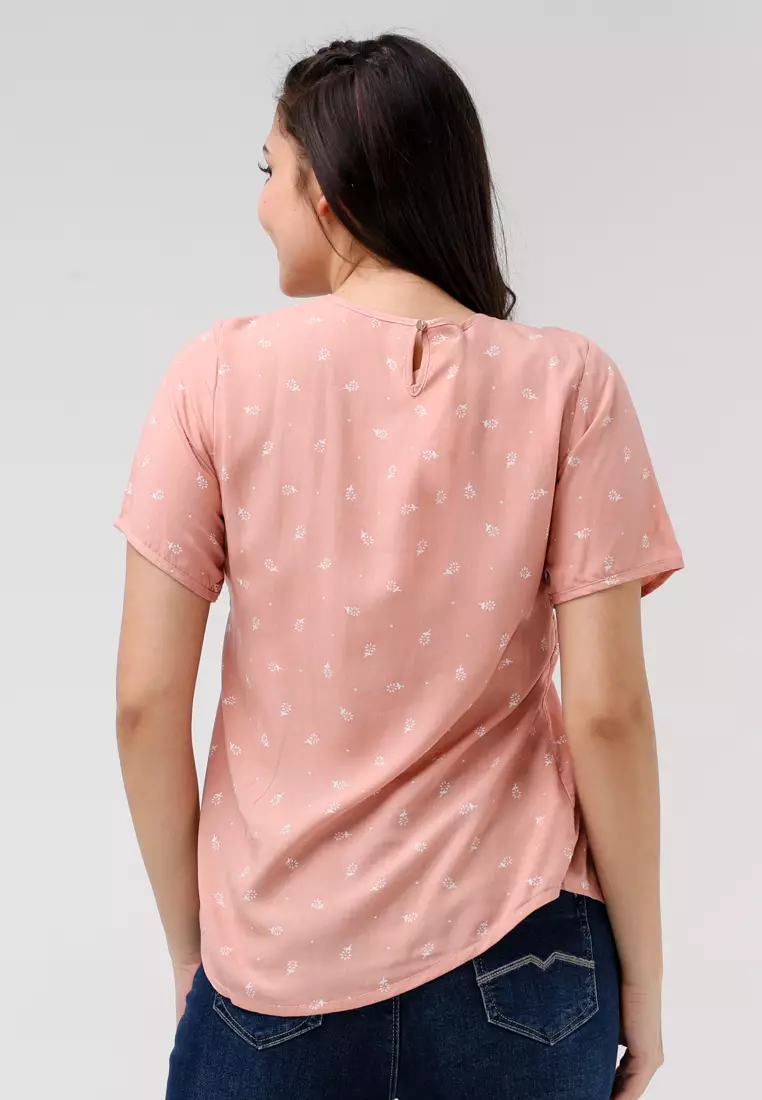 Woven Printed Rayon Short Sleeves Blouse