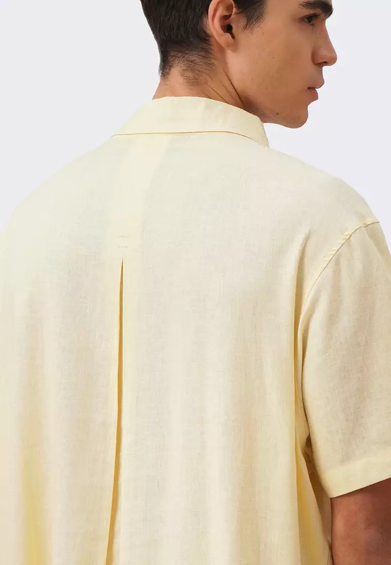Men's Relaxed Linen Shirt with Back Pleat