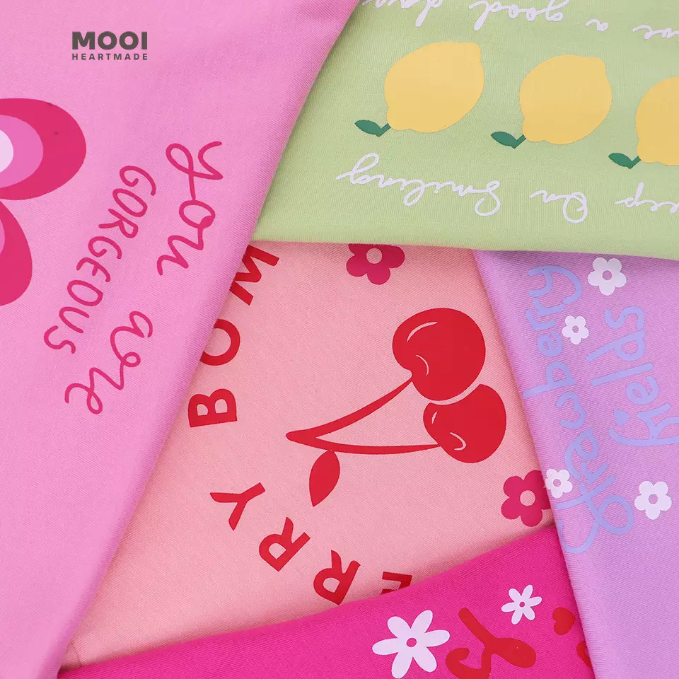 Mooi Kaos Anak Perempuan T-shirt Crop Graphic - Pink Berry