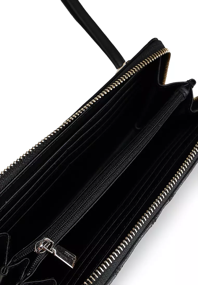 GUESS Edita Large Zip Around Wallet – Schwarze Geldbörse Mit Reißverschluss, 21 X 10,2 Cm, Viele Fächer