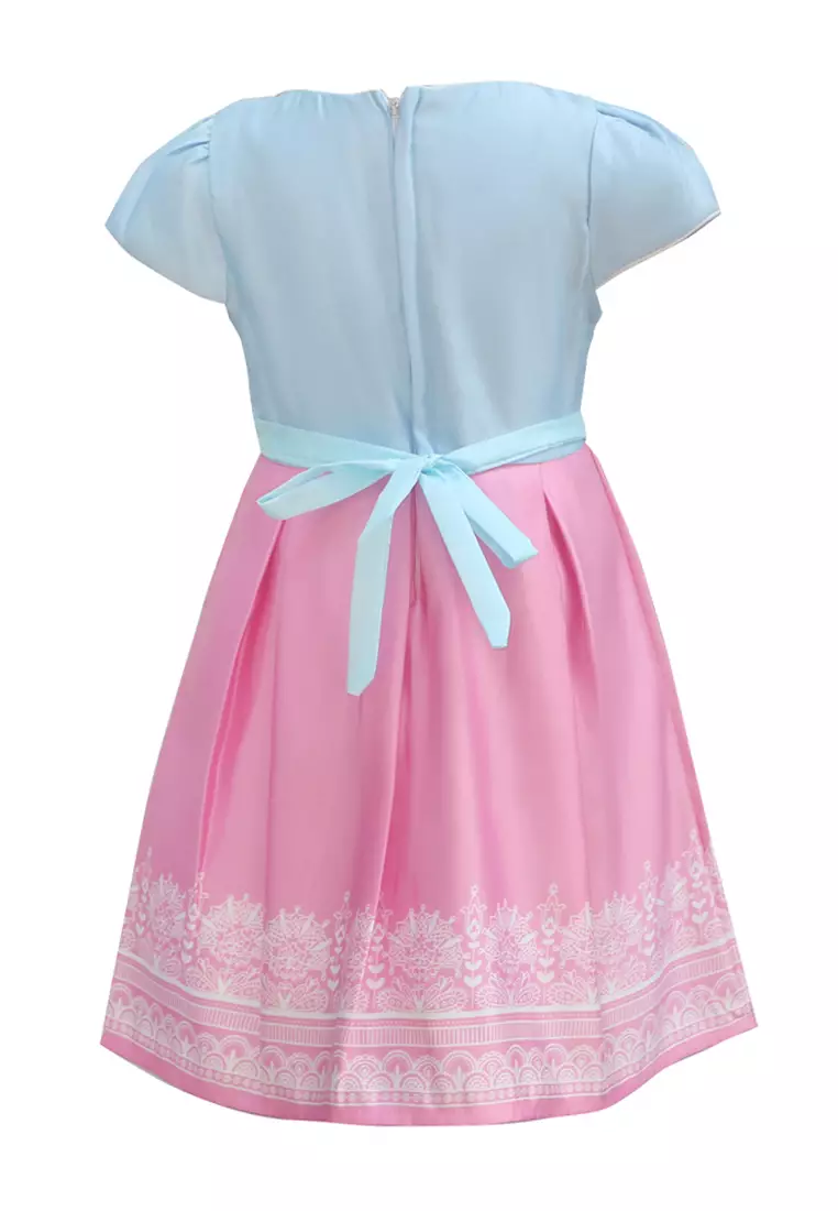 Two Mix Dress Anak Perempuan Bahan Kain Satin - Baju Anak Perempuan Fashion Usia 1-12 Tahun 4274