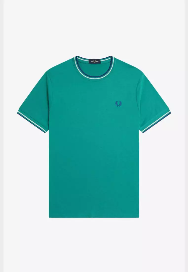 Fred Perry M1588 Twin Tipped T-Shirt (Deep Mint / Snow White / Soho Eclipse)