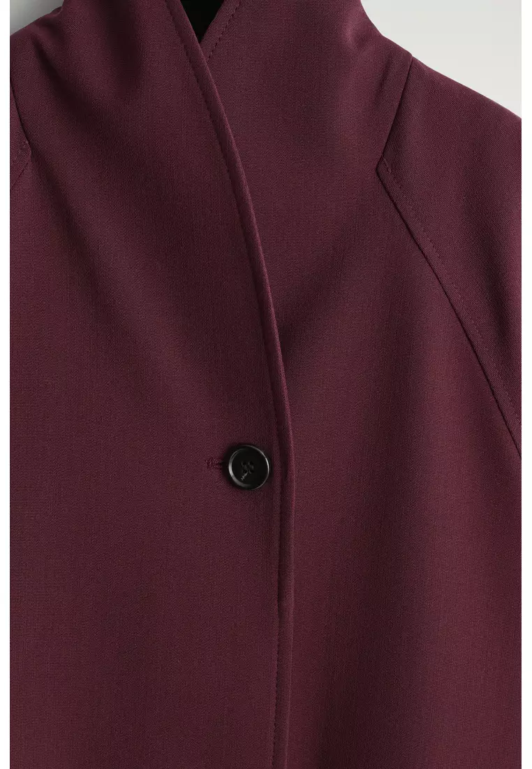 BELTED WOOL-BLEND SHAWL-COLLAR JACKET