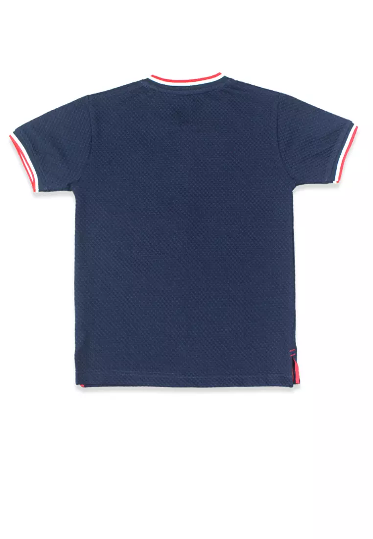 Polo Shirt/ Kaos Polo Anak Laki/ Rodeo Junior Navy Short Sleeve Henley Shirt