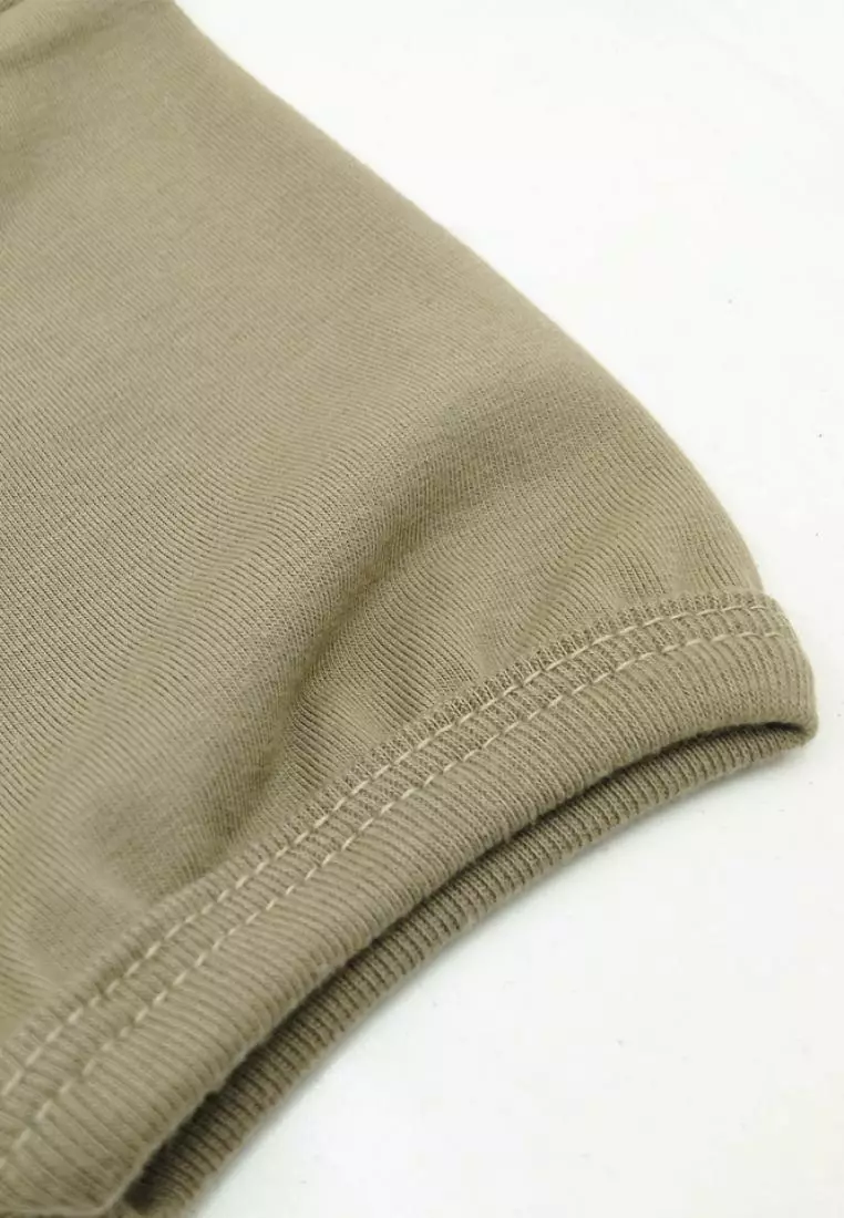 Wakakids Baju Anak Oblong Lengan Pendek Atasan Kaos Basic Tshirt Unisex Polos Logo Dino 4109 Coklat