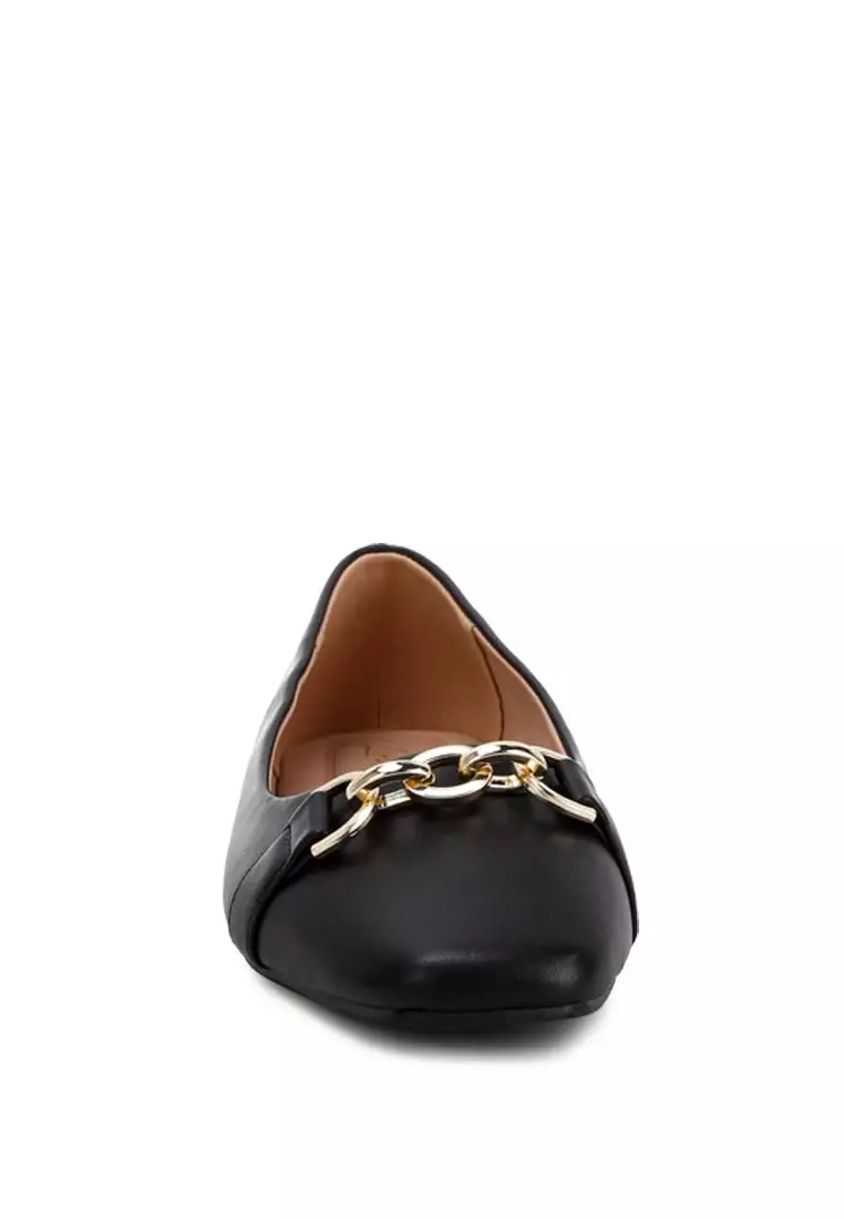 Black Embellished Flat Ballets