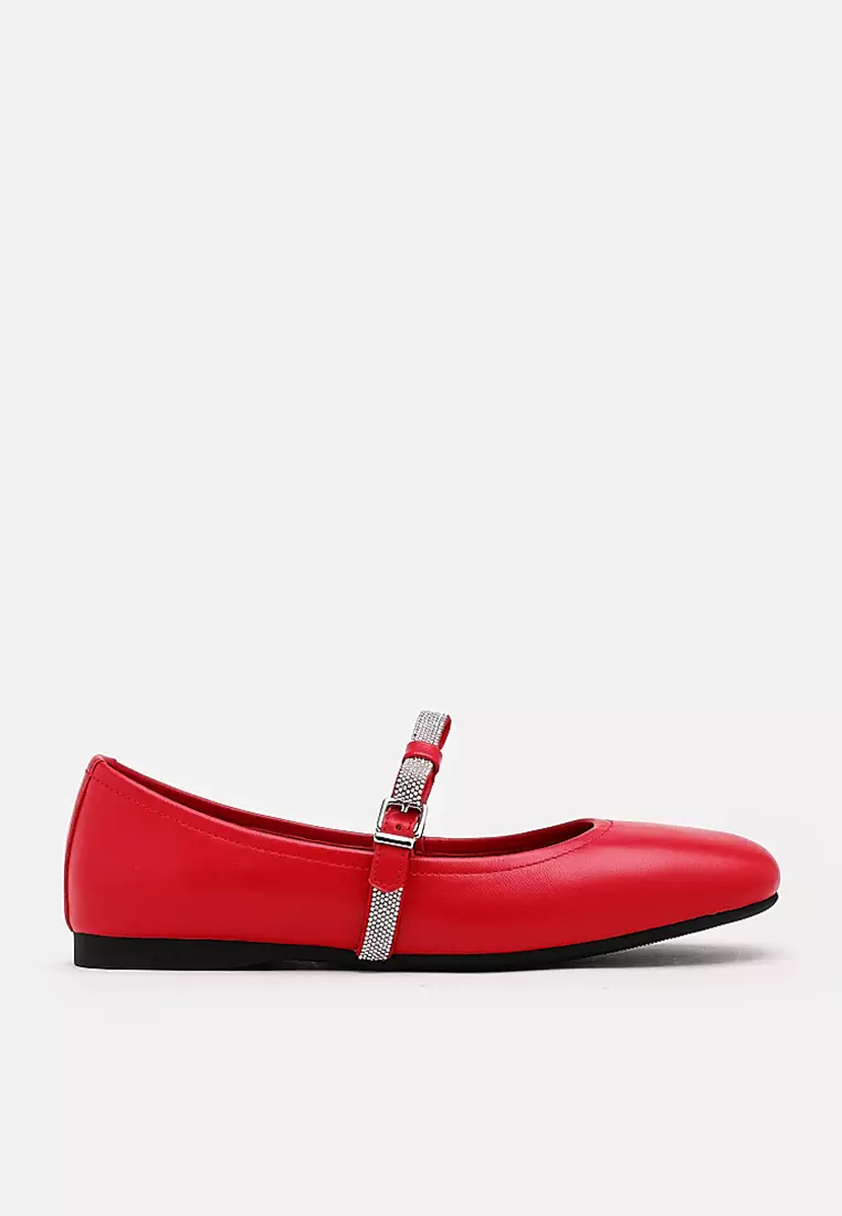 Discount on Pazzion  shoes - SKU: Sandy Bow Embellished Leather Ballet Flats Red