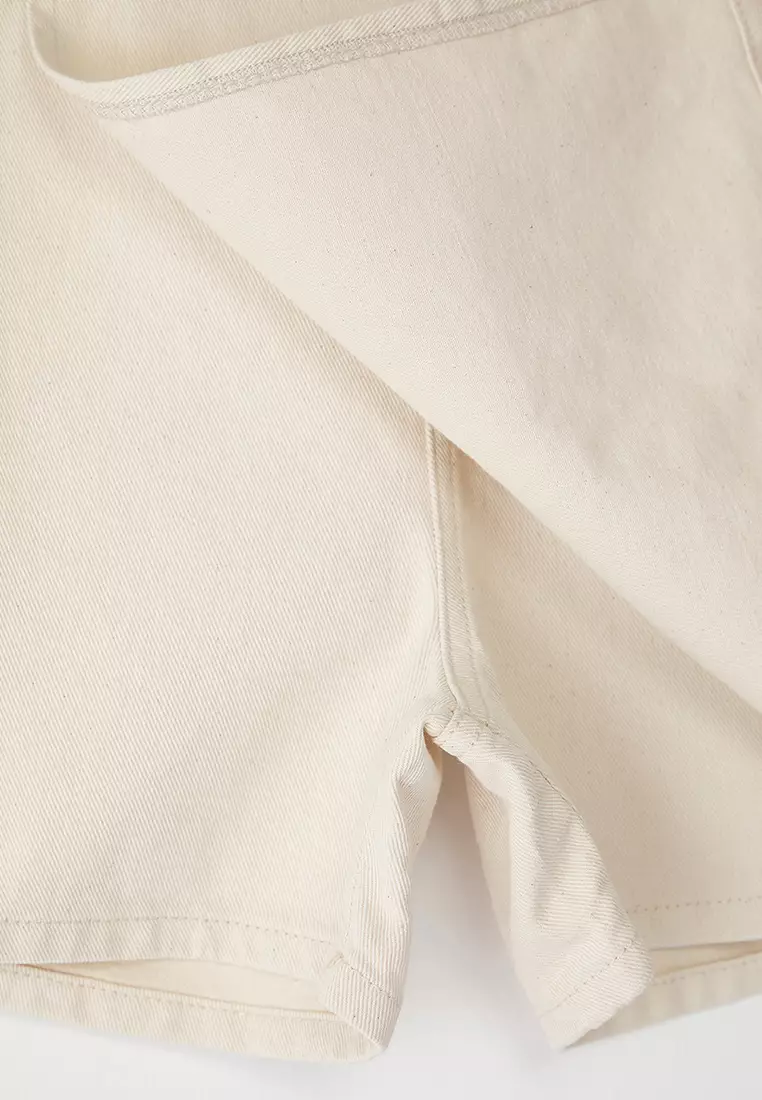 Ecru Accessory Detailed High Waist Denim Shorts Skirt Twoss25Sr00200