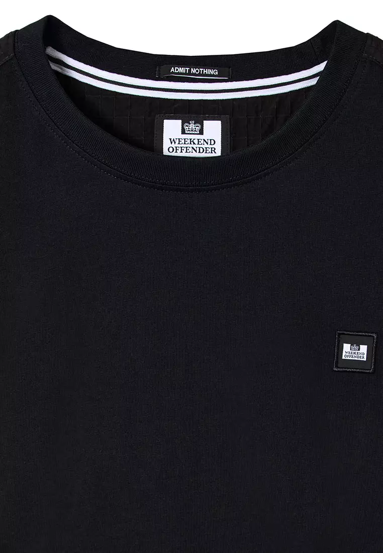 MENS BLACK GARCIA WOVEN OVERLAY TEE
