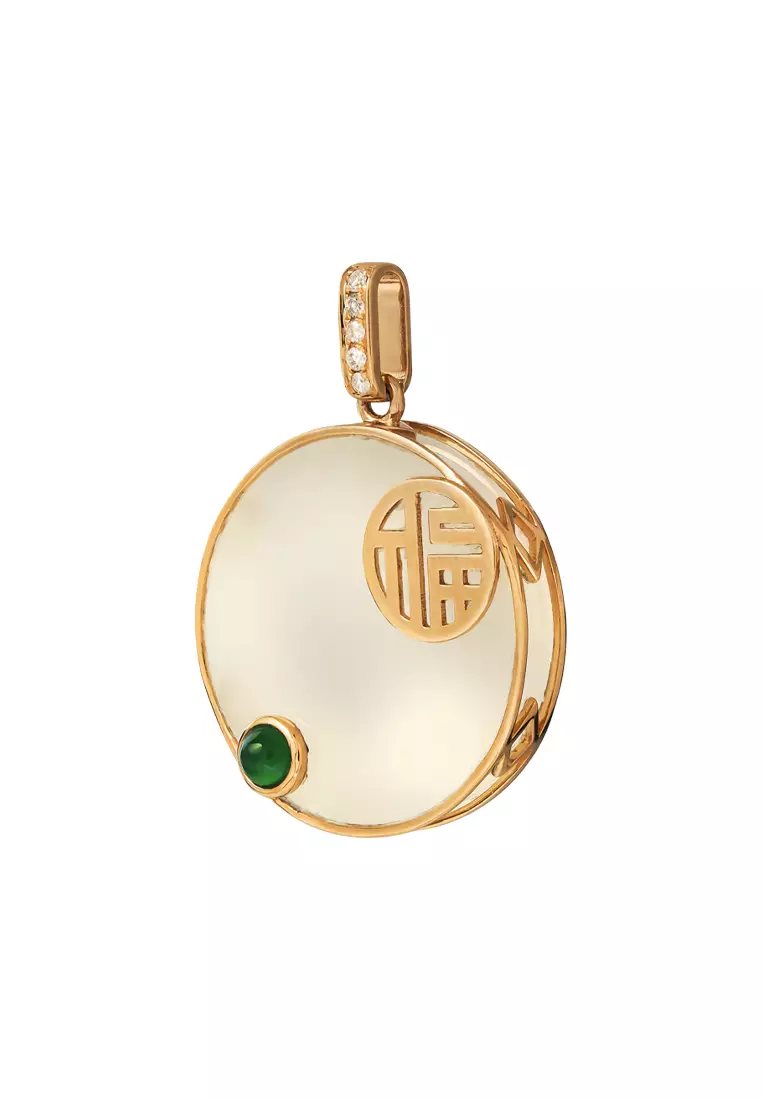 TOMEI Nephrite Collection Pendant, Rose Gold 750