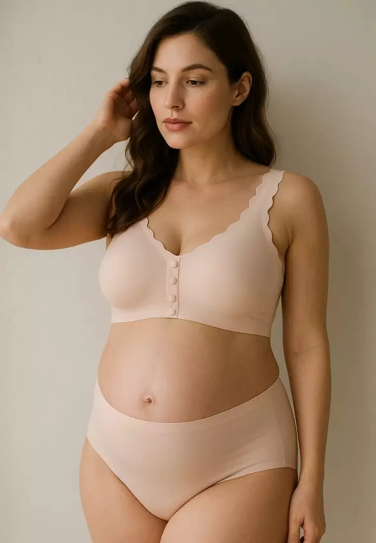 2 Pack Premium Mikko Seamless Nursing Bra Paded Push Up Bra in Nude and Black