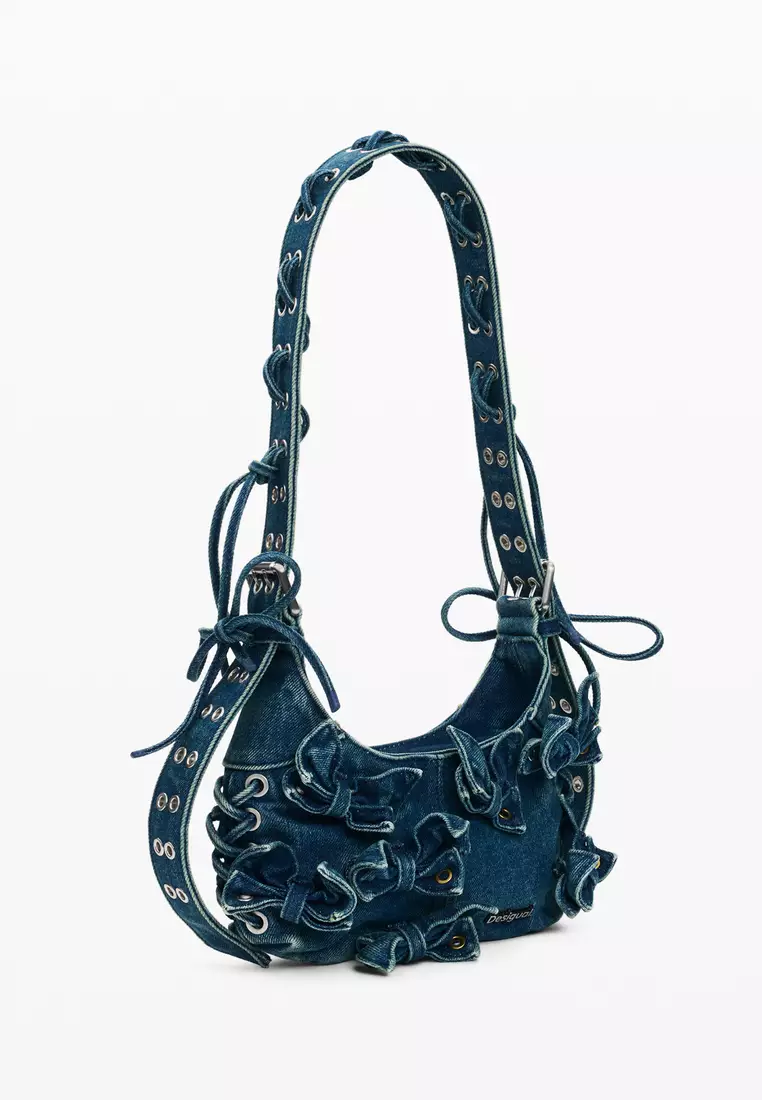 Denim bag with appliqués