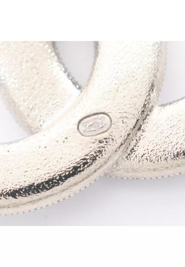 Pre-Loved Chanel coco mark brooch Silver clear A23C