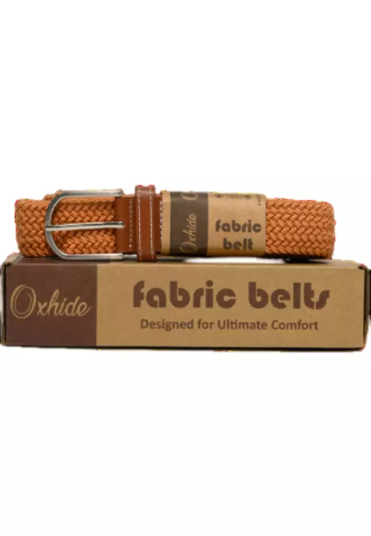 Fabric belt for Men and Women -Elastic belt -Woven stretchable belt plus size -Canvas Belt for men and women in Tan color -Oxhide Tan BCN