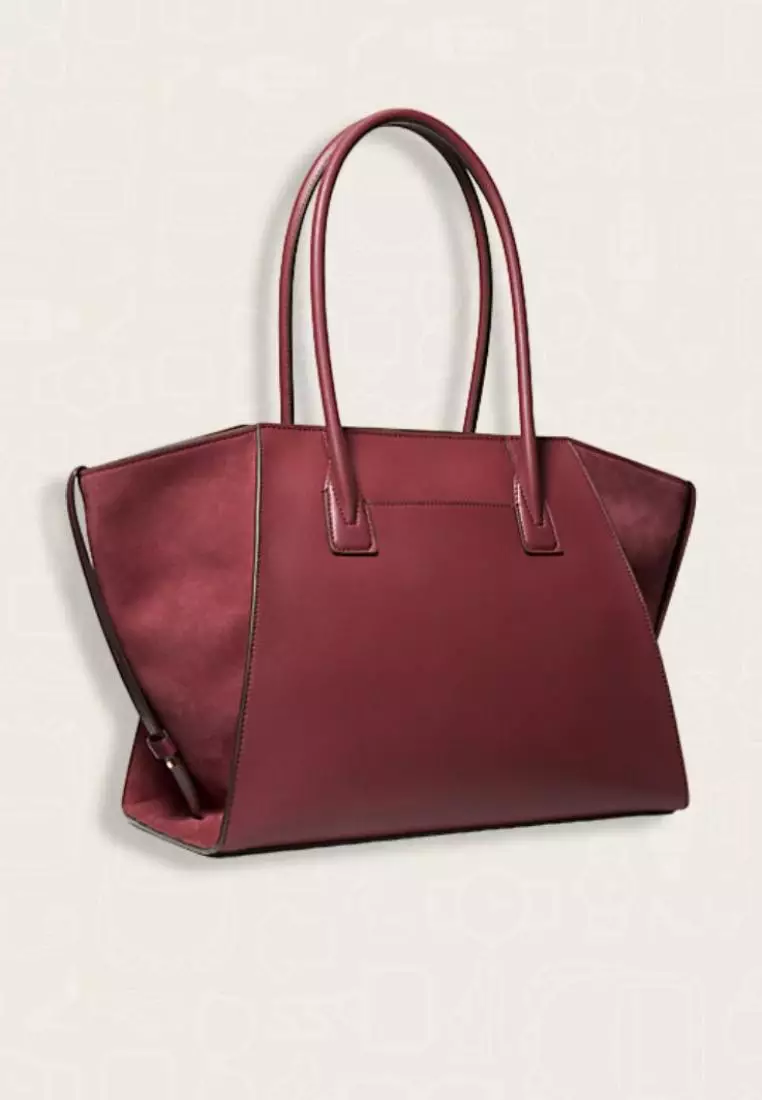 Michael Kors Avril Extra-Large Leather and Suede Tote Bag Oxblood