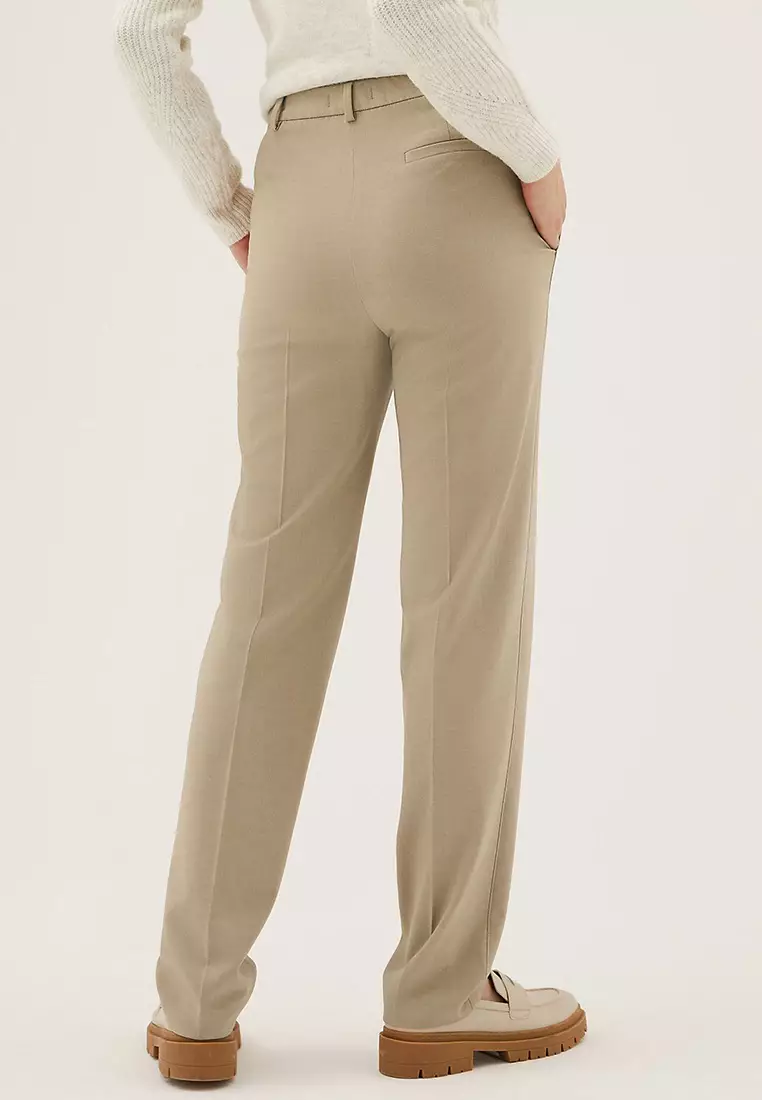 Straight Leg Trousers With Stretch