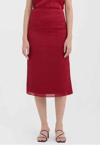 Jual Cloth Inc Pleat Midi Skirt In Maroon Original Zalora Indonesia