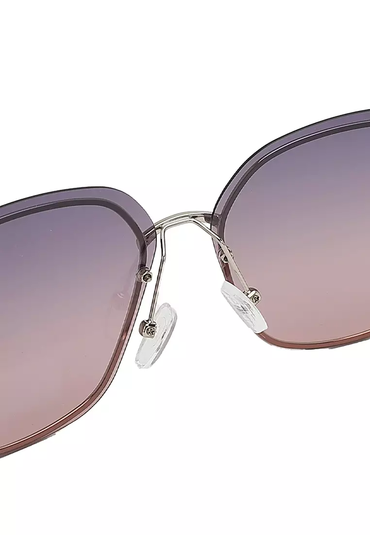 Unisex Polarized Square Sunglasses - Nickel White / Tea-Pink