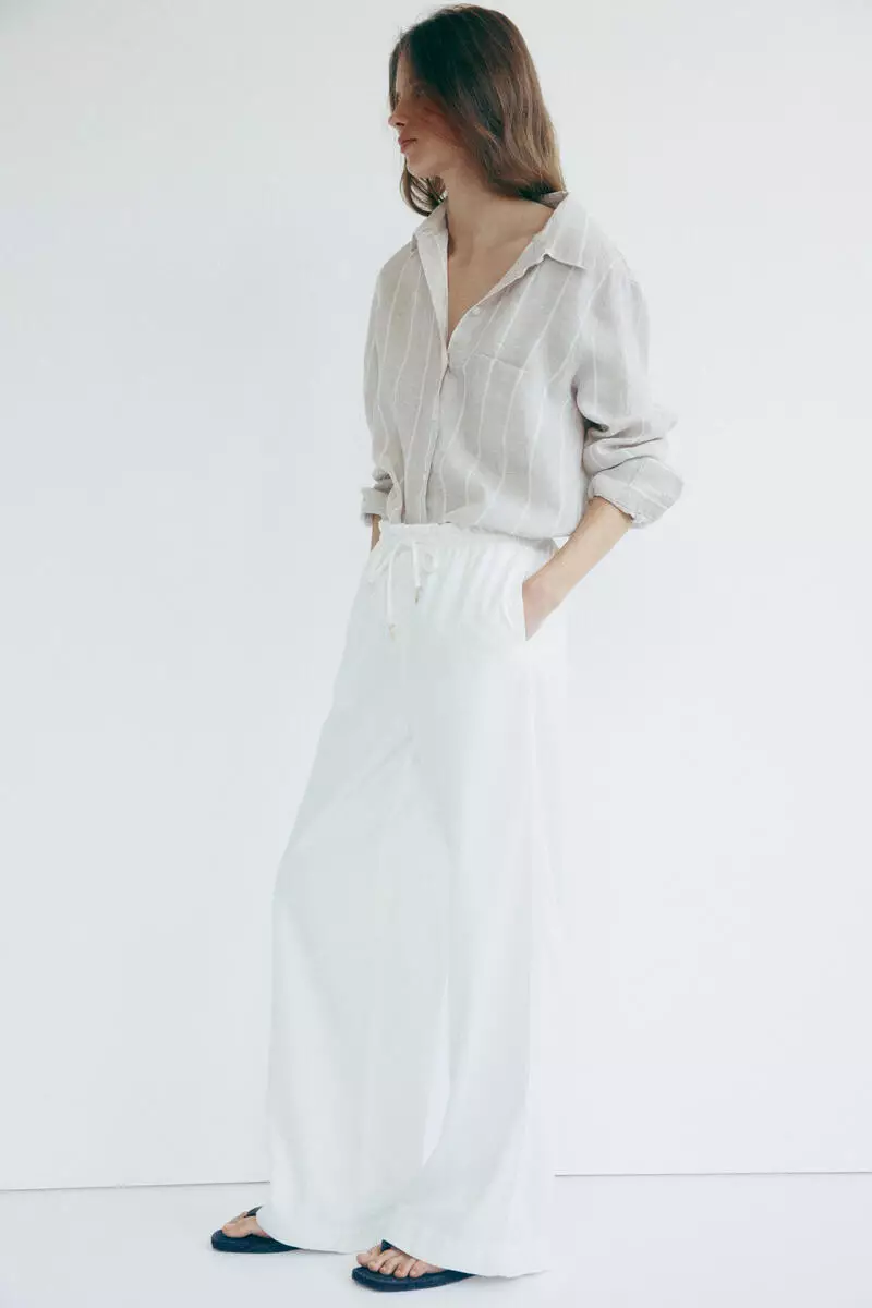 Wide paper bag trousers