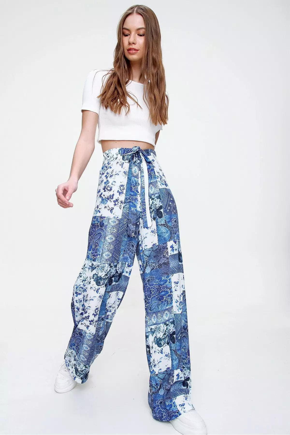 Patterned Casual Cut Trousers