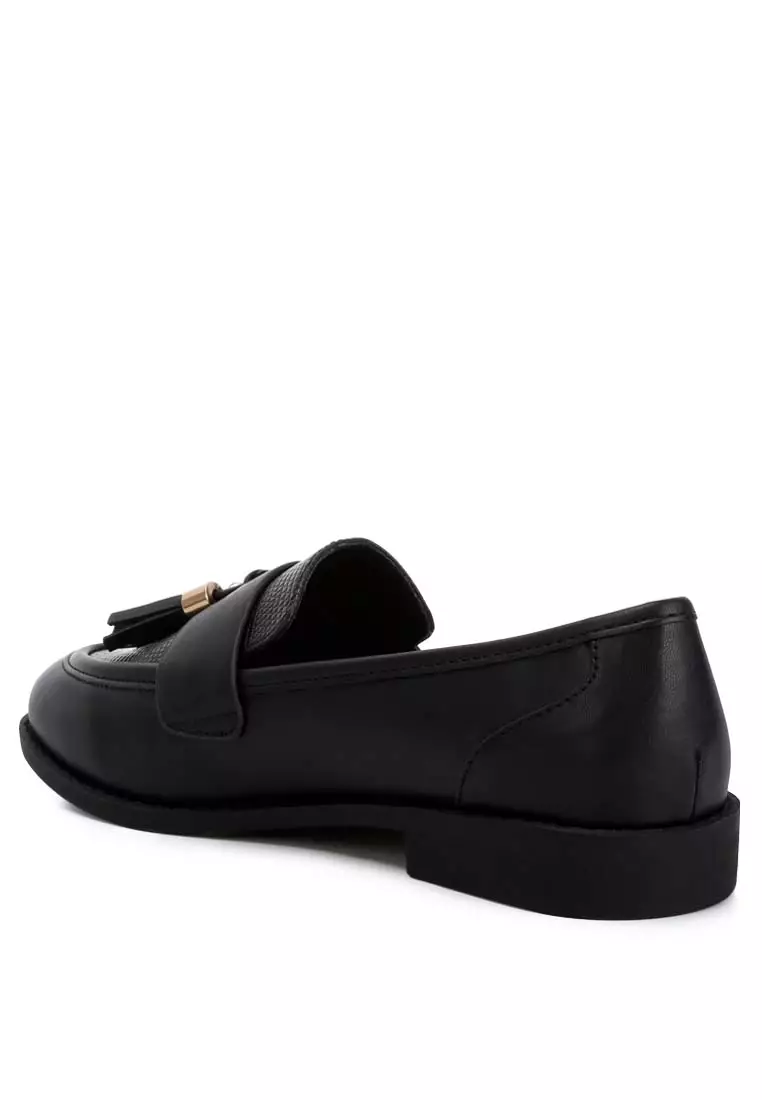 Black Tassels Detail Loafers
